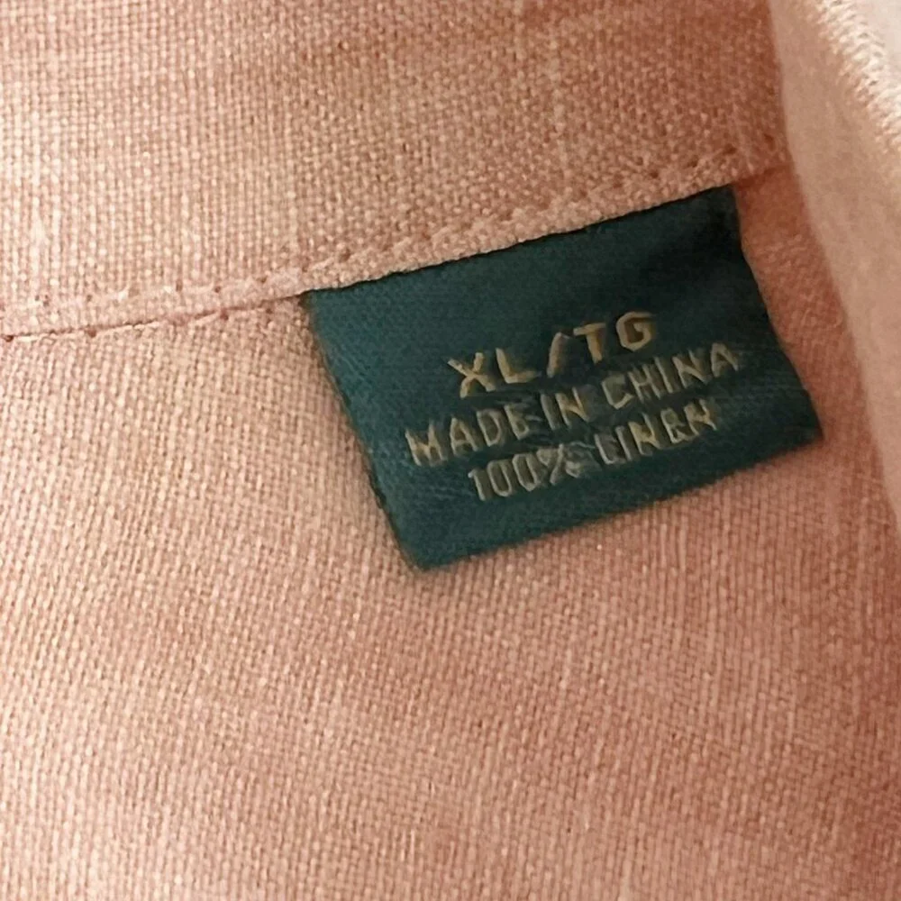 Tommy Bahama 100% Linen Shirt Mens XL Peach Button Front Long Sleeve Vacation